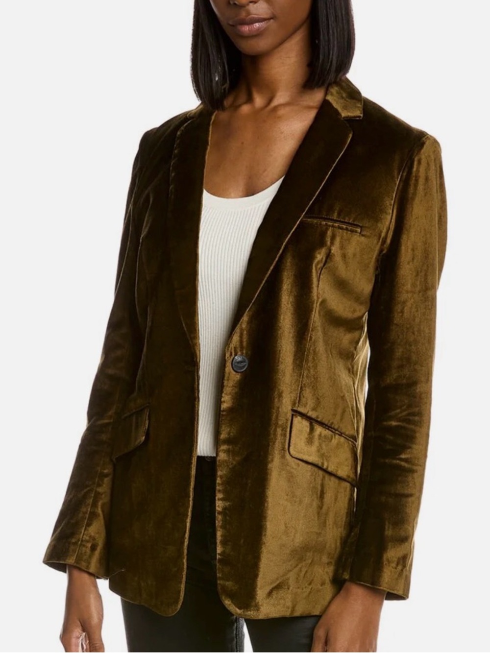 rag & bone Margot Velvet Blazer notch lapel front pockets 1 button close